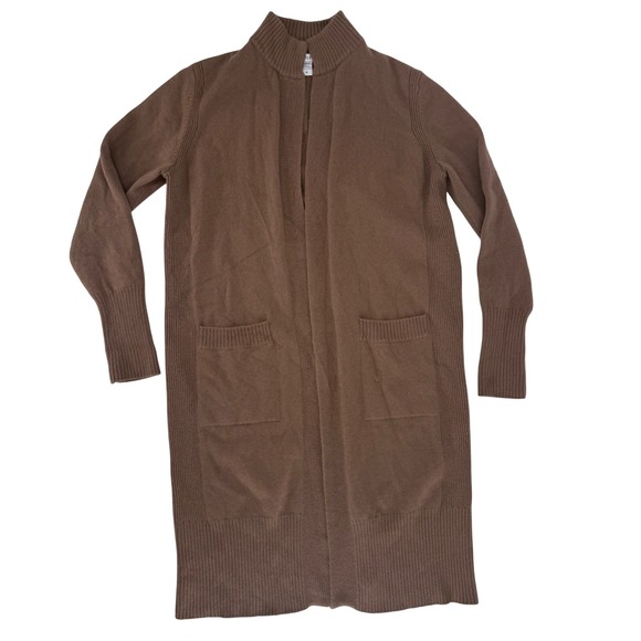 Athleta Alpine Spirit Wrap Cardigan Merino Cashmere Medium Toasted Brown - Picture 3 of 8